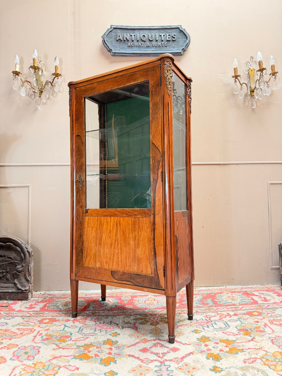 19th-century Louis XVI-style Rosewood Display Cabinet -photo-1