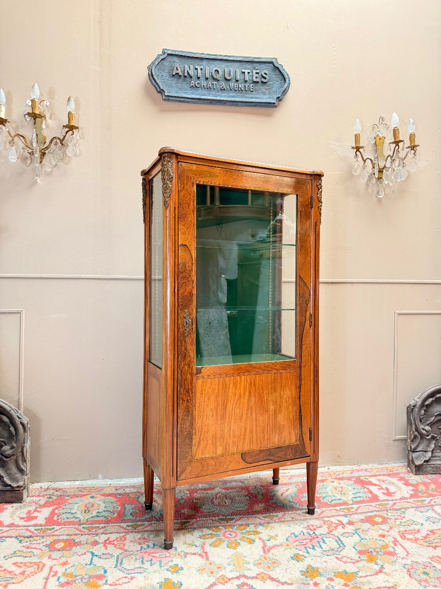 19th-century Louis XVI-style Rosewood Display Cabinet -photo-4
