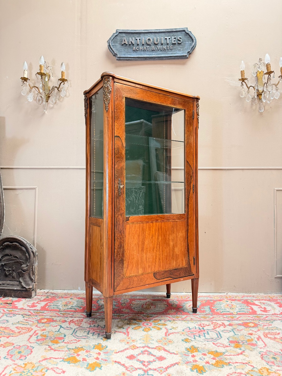 19th-century Louis XVI-style Rosewood Display Cabinet -photo-5