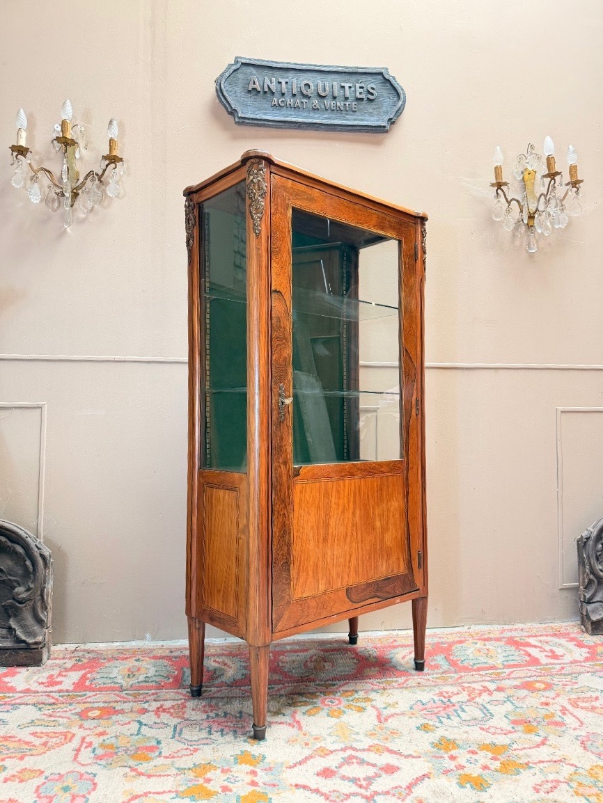 19th-century Louis XVI-style Rosewood Display Cabinet 