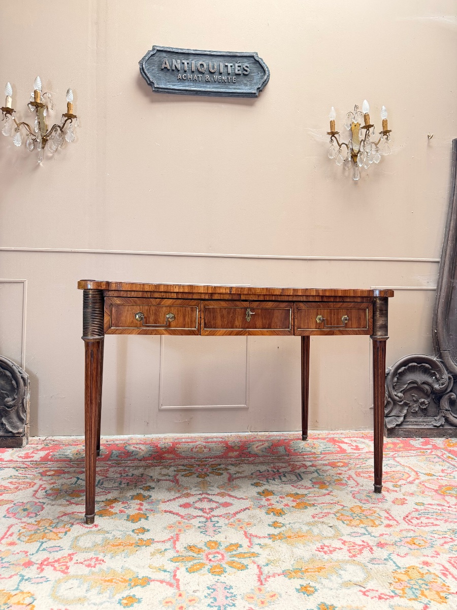 19th-century Louis XVI-style Flat Mahogany Desk -photo-2