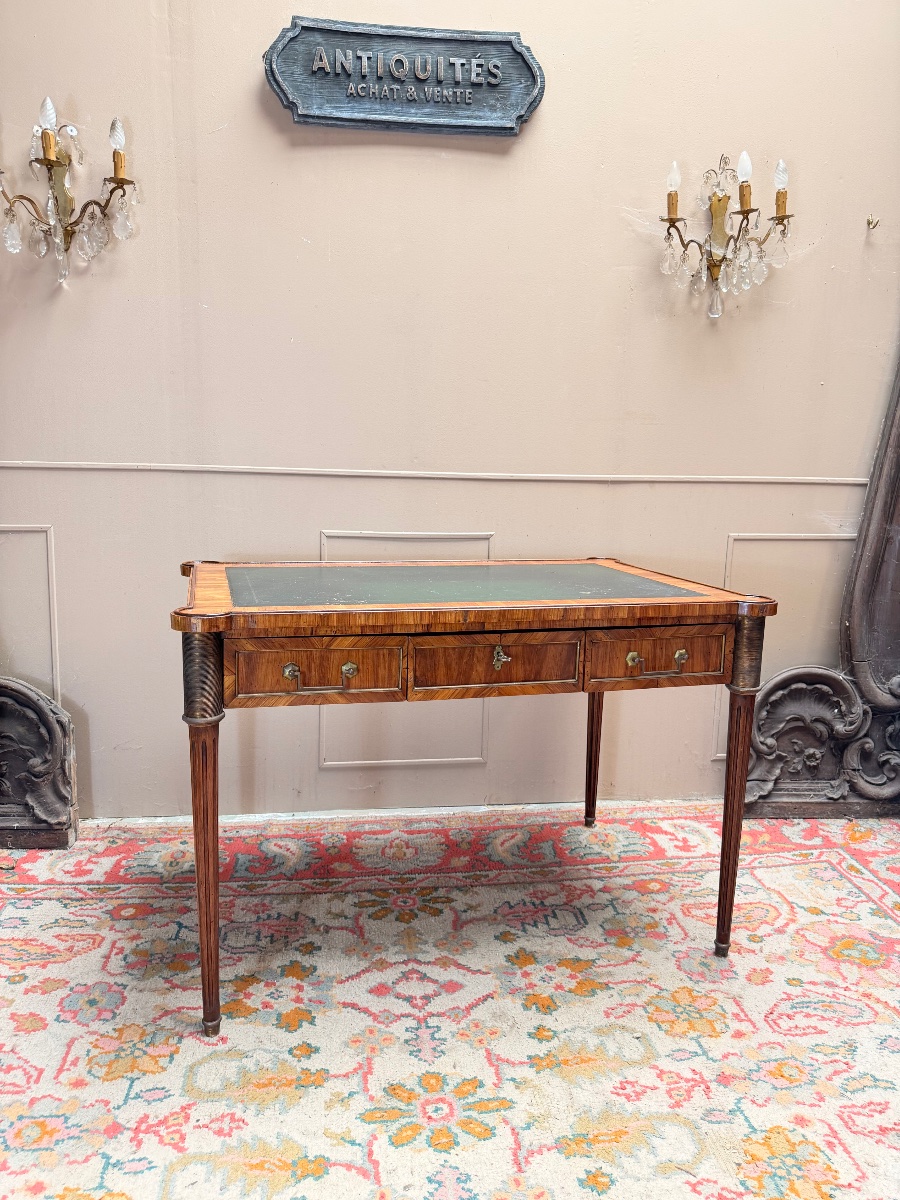 19th-century Louis XVI-style Flat Mahogany Desk -photo-3