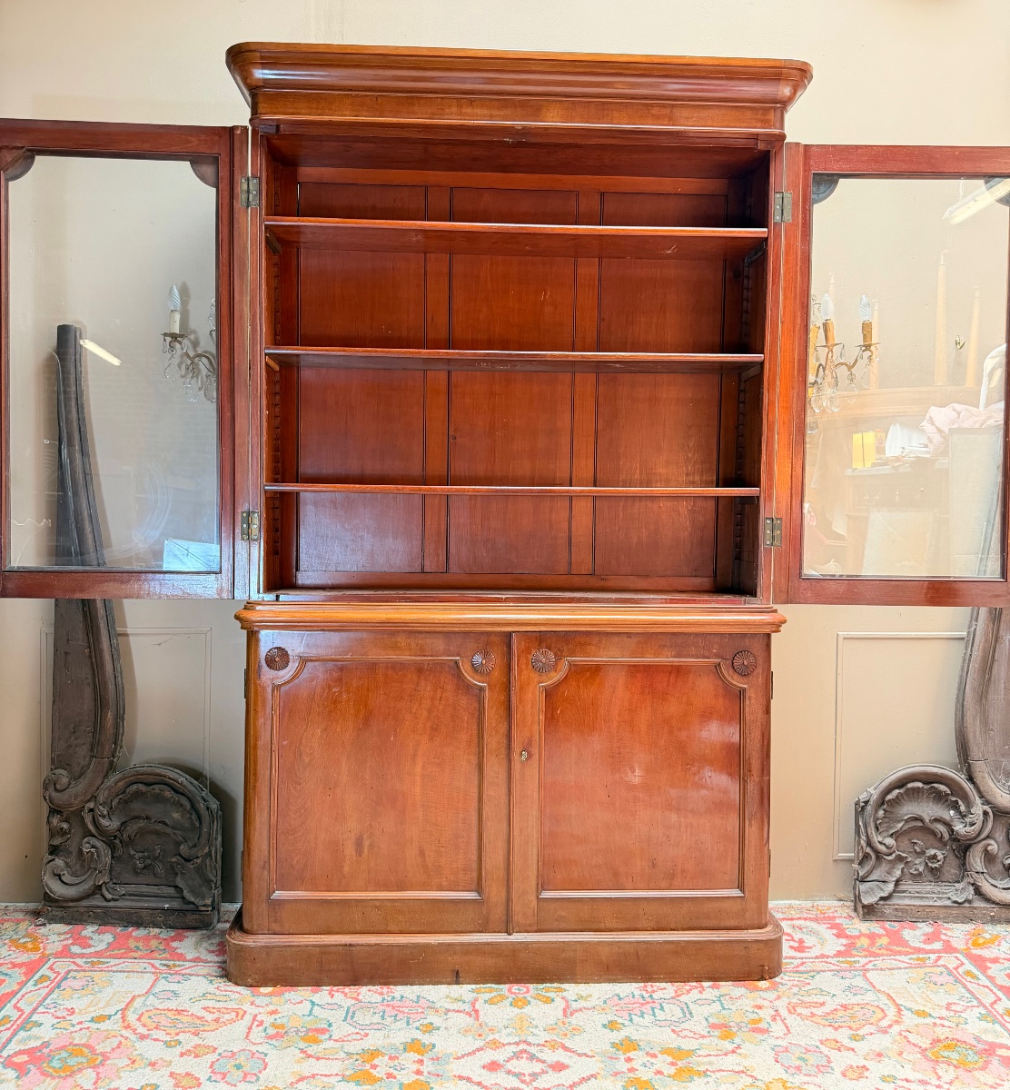 Bibliothèque formant vitrine en acajou d’époque Louis Phillipe XIX eme siècle -photo-4