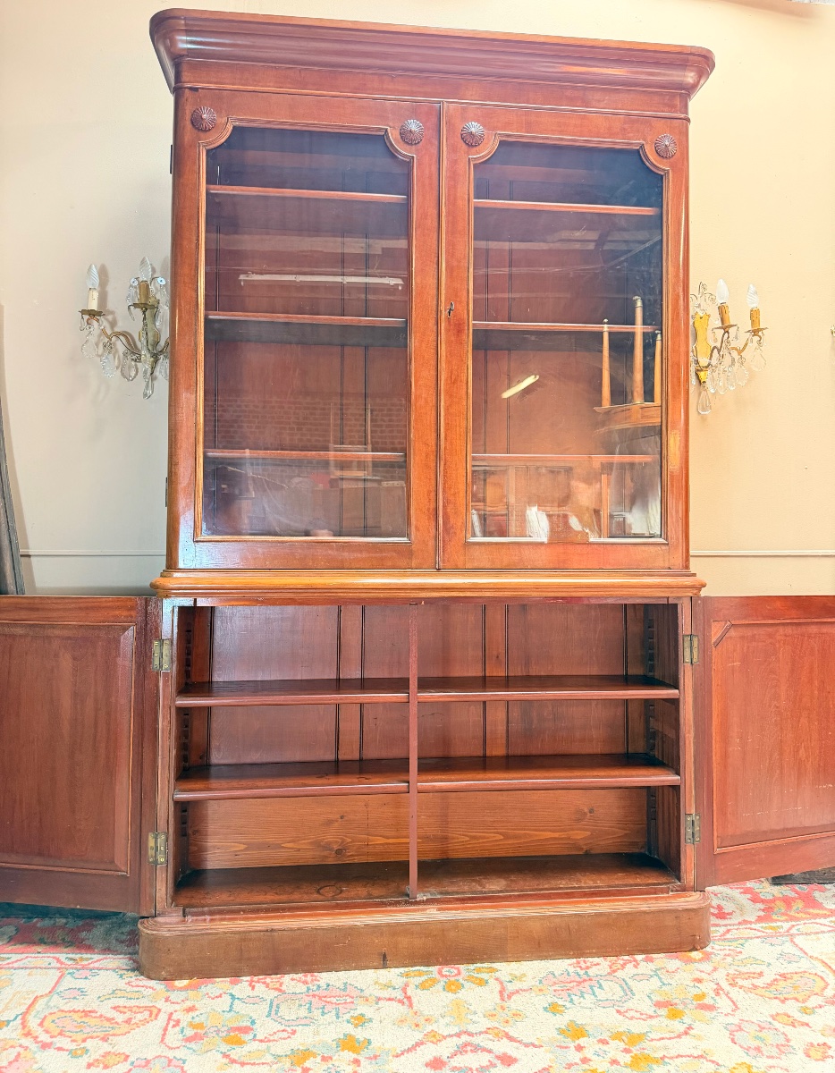 Bibliothèque formant vitrine en acajou d’époque Louis Phillipe XIX eme siècle -photo-5