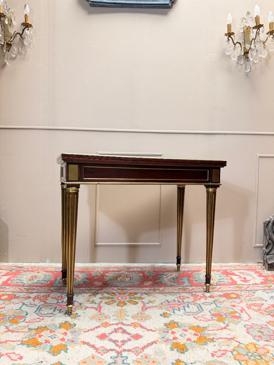 19th-century Louis XVI-style Mahogany Game Table -photo-2