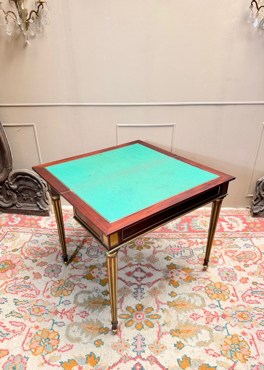 19th-century Louis XVI-style Mahogany Game Table -photo-6