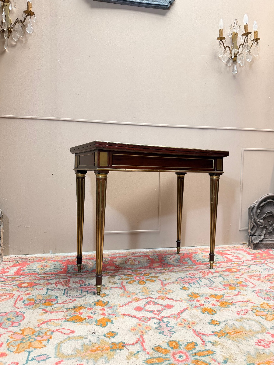 19th-century Louis XVI-style Mahogany Game Table -photo-7