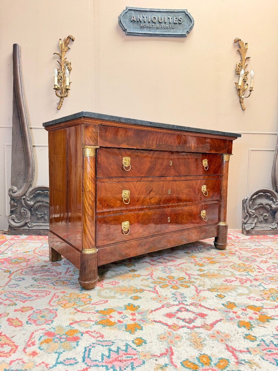 19th-century Empire-style Mahogany Chest Of Drawers -photo-2