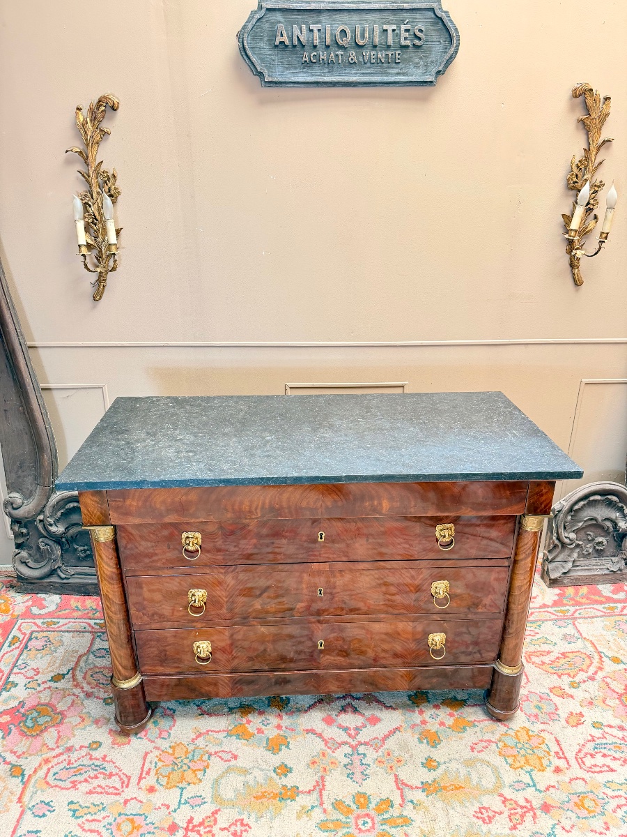 19th-century Empire-style Mahogany Chest Of Drawers -photo-3