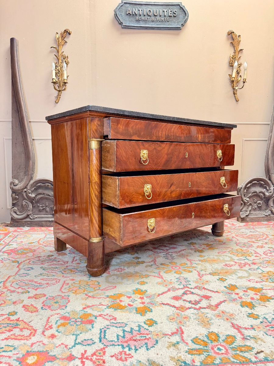 19th-century Empire-style Mahogany Chest Of Drawers -photo-4