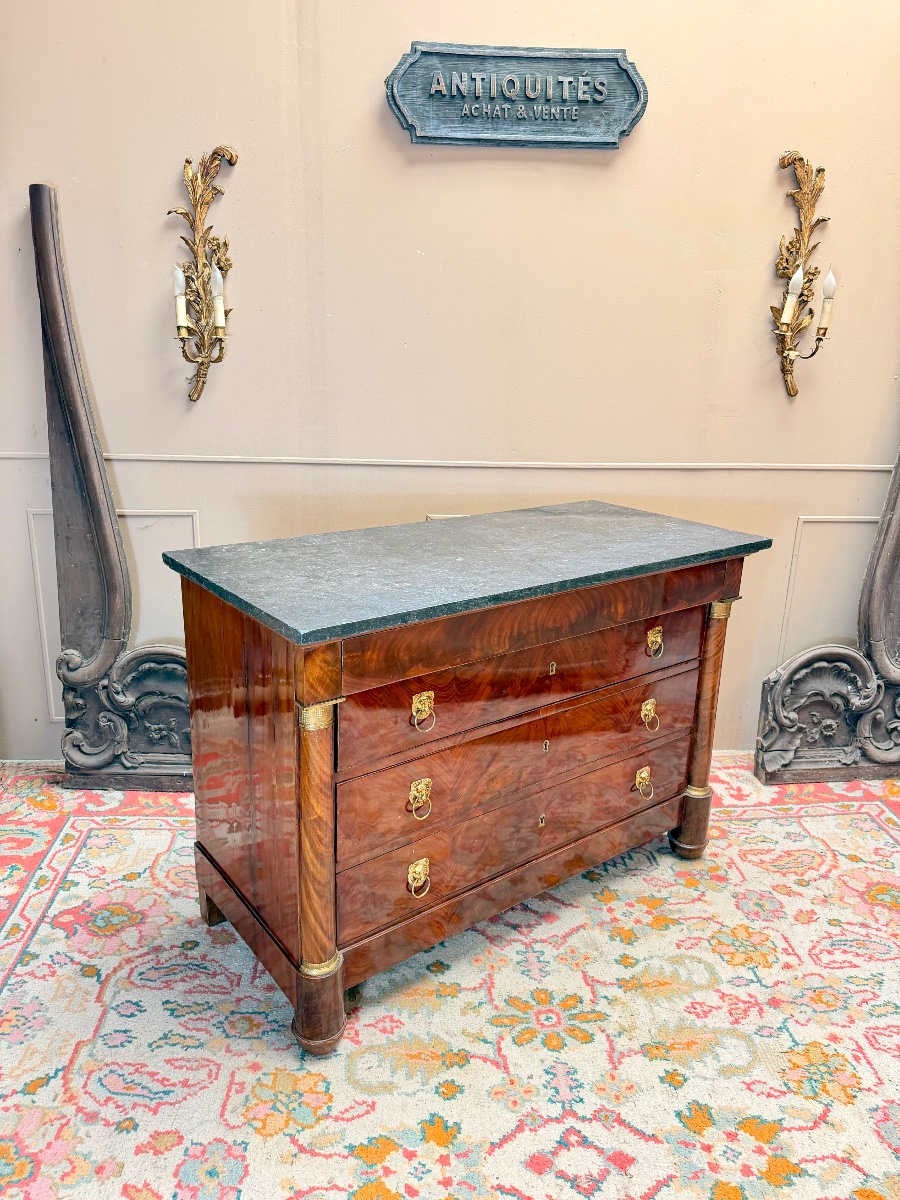 19th-century Empire-style Mahogany Chest Of Drawers -photo-1