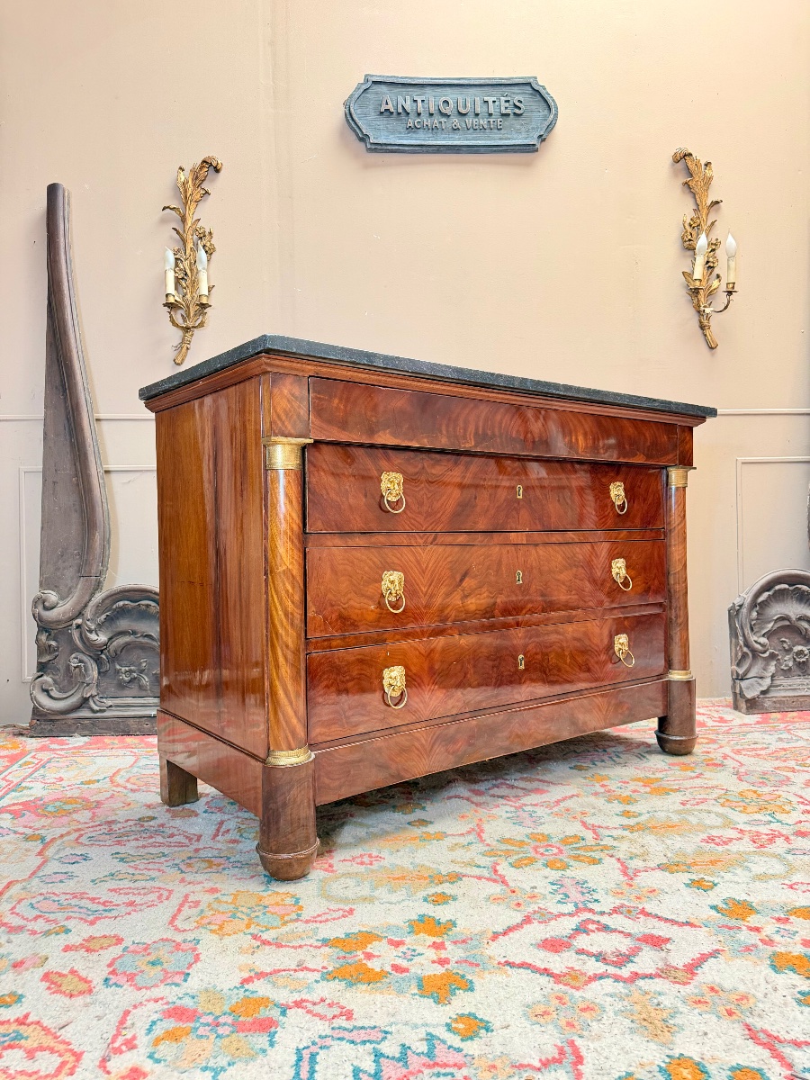 19th-century Empire-style Mahogany Chest Of Drawers -photo-2
