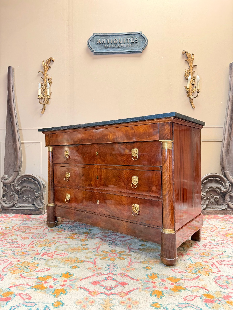 19th-century Empire-style Mahogany Chest Of Drawers -photo-3