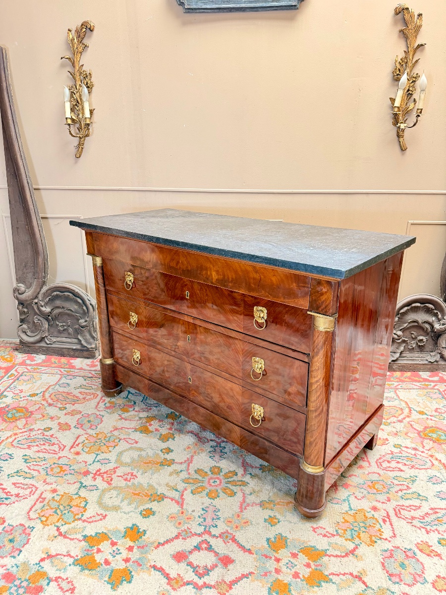 19th-century Empire-style Mahogany Chest Of Drawers -photo-5