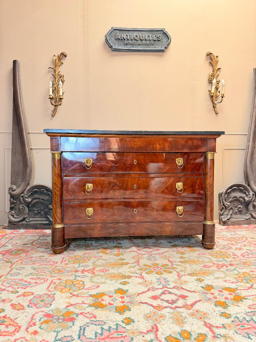 19th-century Empire-style Mahogany Chest Of Drawers 