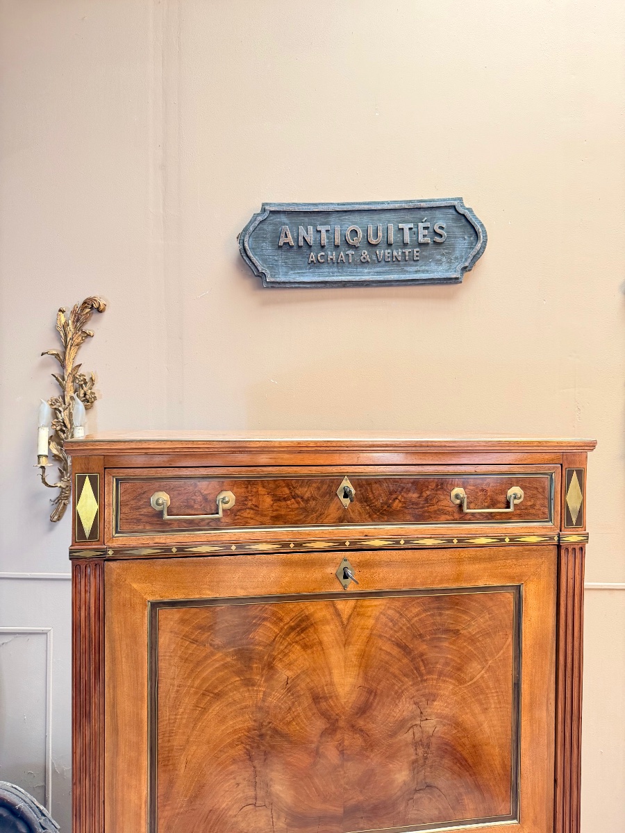 Mahogany Secretary Desk Stamped "louis XVI," 18th Century -photo-4