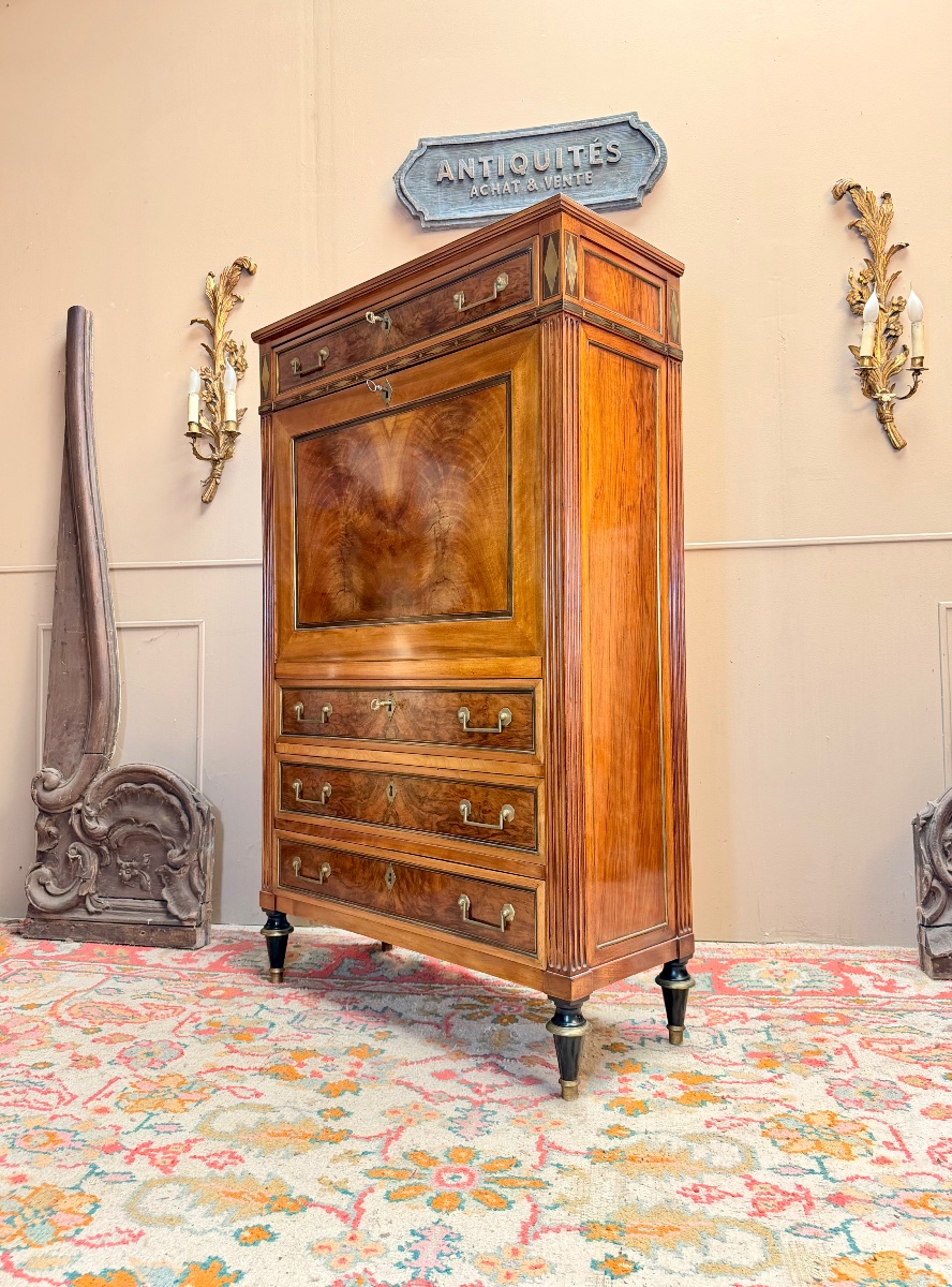 Mahogany Secretary Desk Stamped "louis XVI," 18th Century -photo-5