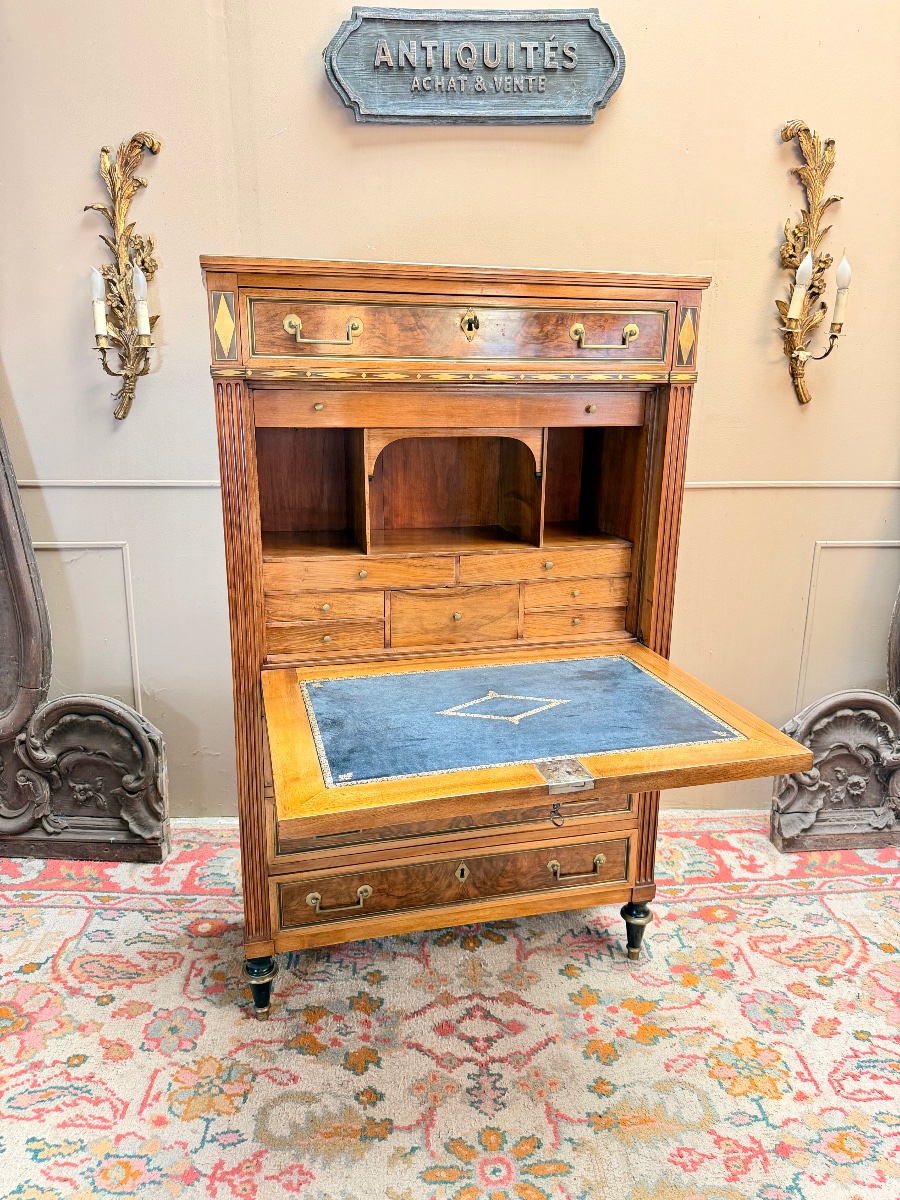 Mahogany Secretary Desk Stamped "louis XVI," 18th Century -photo-6