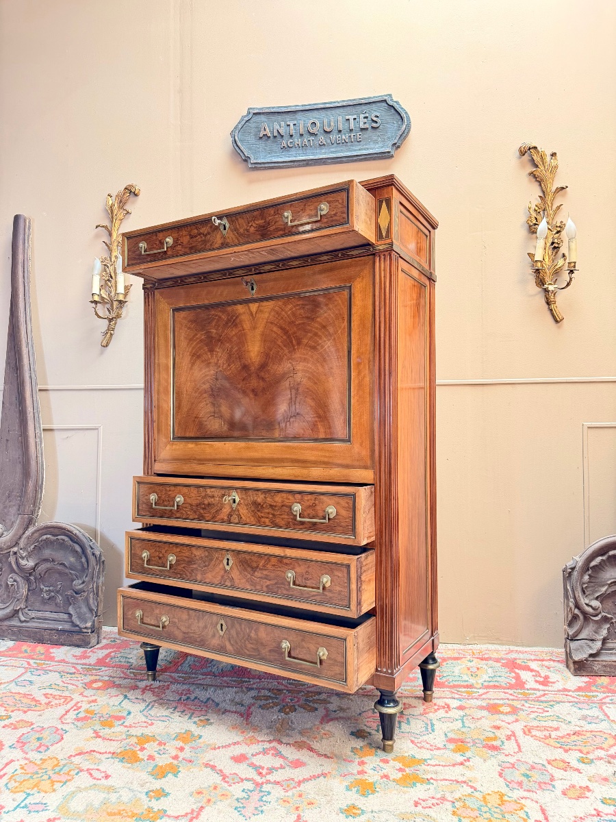 Mahogany Secretary Desk Stamped "louis XVI," 18th Century -photo-8