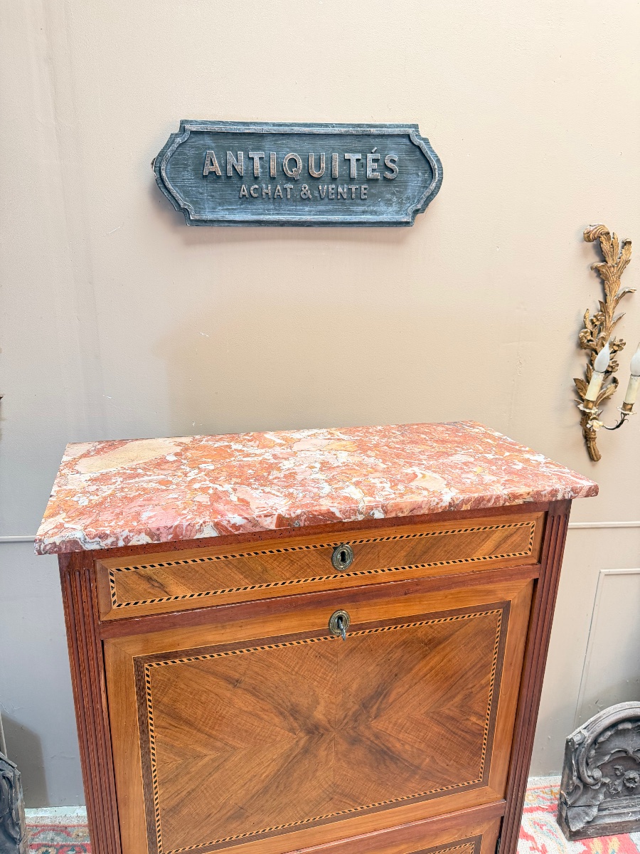 18th-century Louis XVI-style Secretary Desk In Marquetry And Walnut -photo-2