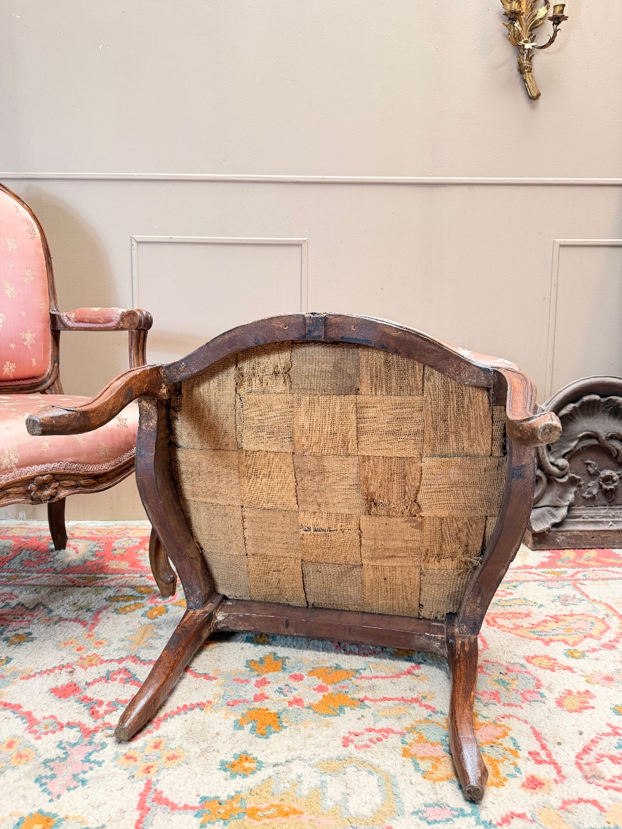 Nadal Jean-rené Pair Of Walnut Armchairs, Louis XV Style, 18th Century -photo-8