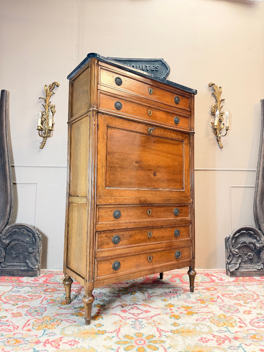 Secrétaire à abattant en acajou d’époque Louis XVI XVIII eme siècle -photo-4