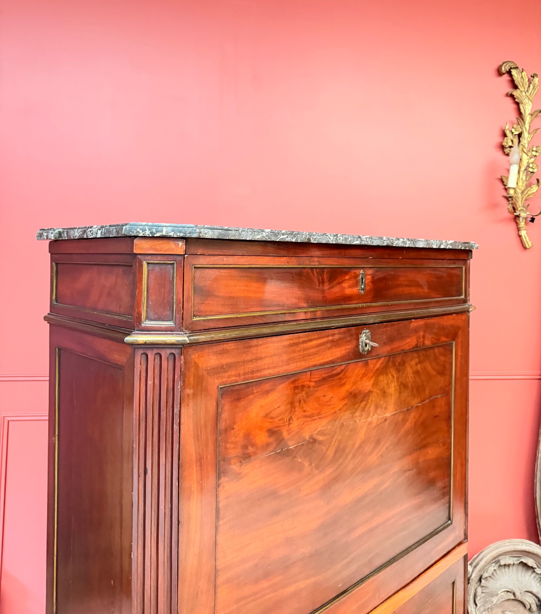 Mahogany Secretary Desk With "jme" Stamp, Louis XVI Period, 18th Century -photo-3