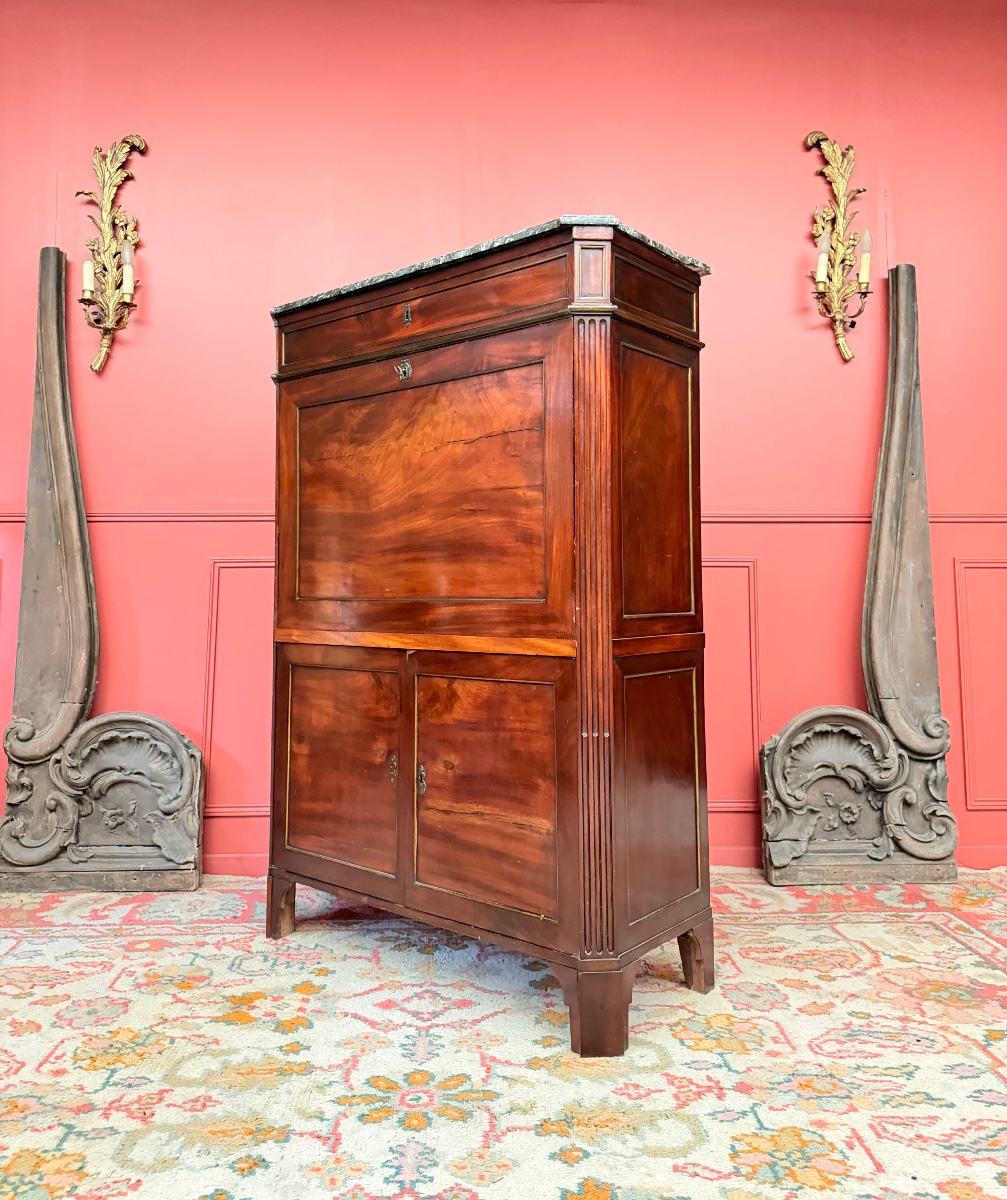 Mahogany Secretary Desk With "jme" Stamp, Louis XVI Period, 18th Century -photo-4