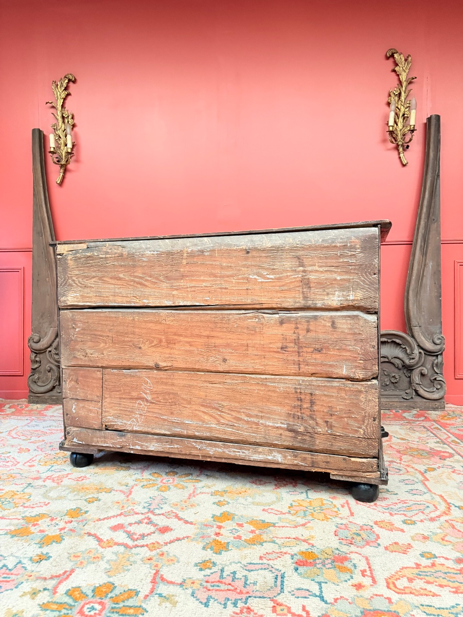 Commode en noyer d’époque Louis XIV XVIII eme siècle -photo-5