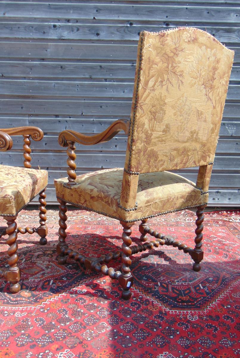 Pair Of Louis XIII Style Armchairs-photo-4