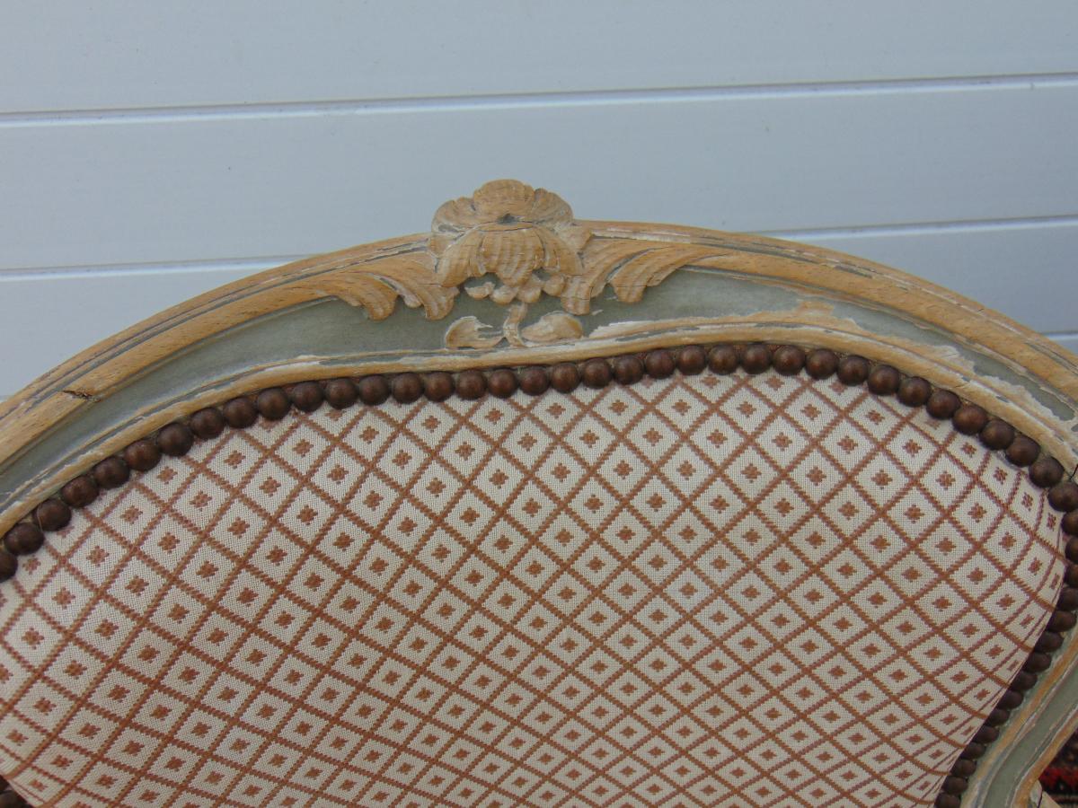 Paire De Fauteuil De Style Louis XV En Bois Laqué, XIX Eme Siècle-photo-4