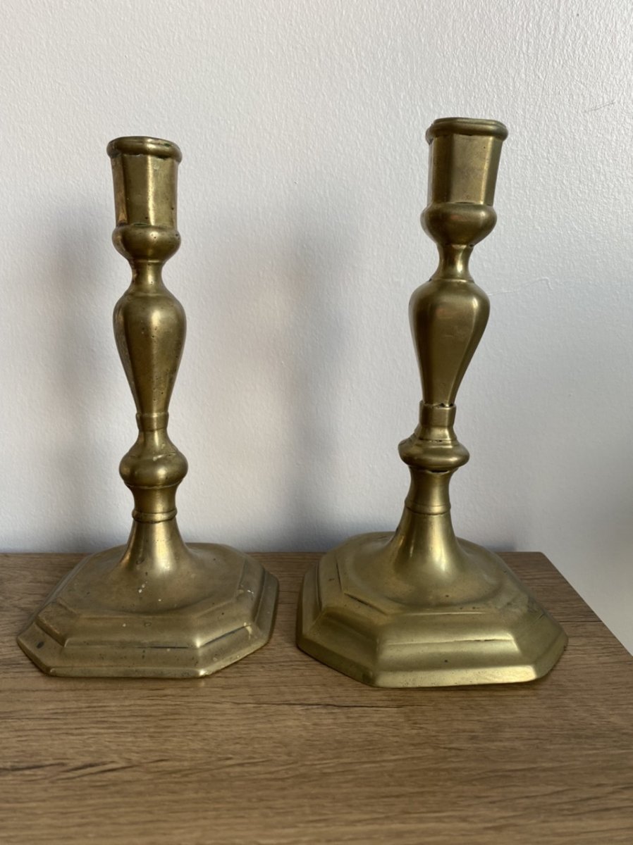 Two Bronze Candlesticks From XVIII Eme Century