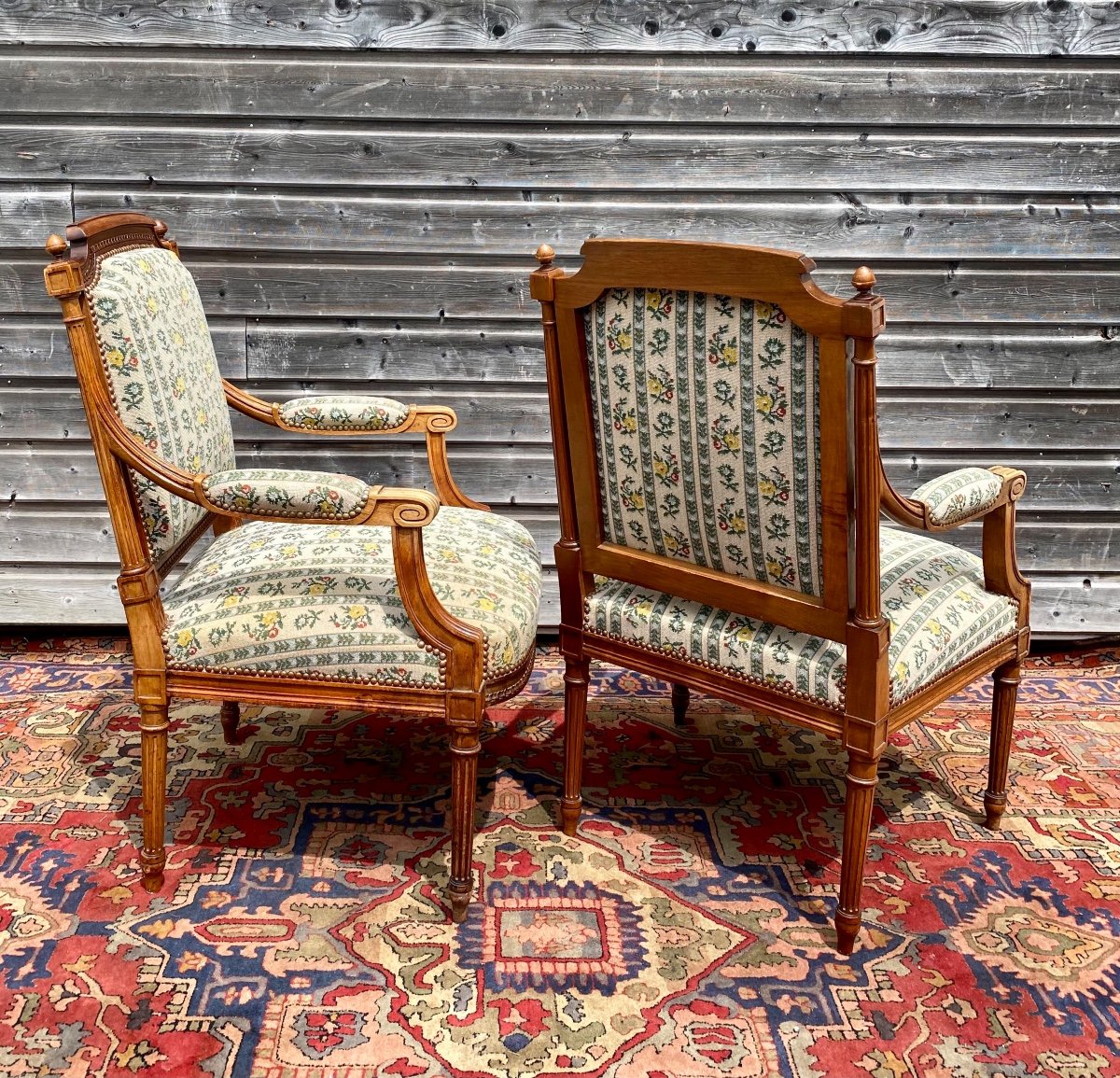 Pair Of Armchairs In Natural Wood Louis XVI Style XIX Eme Century-photo-3