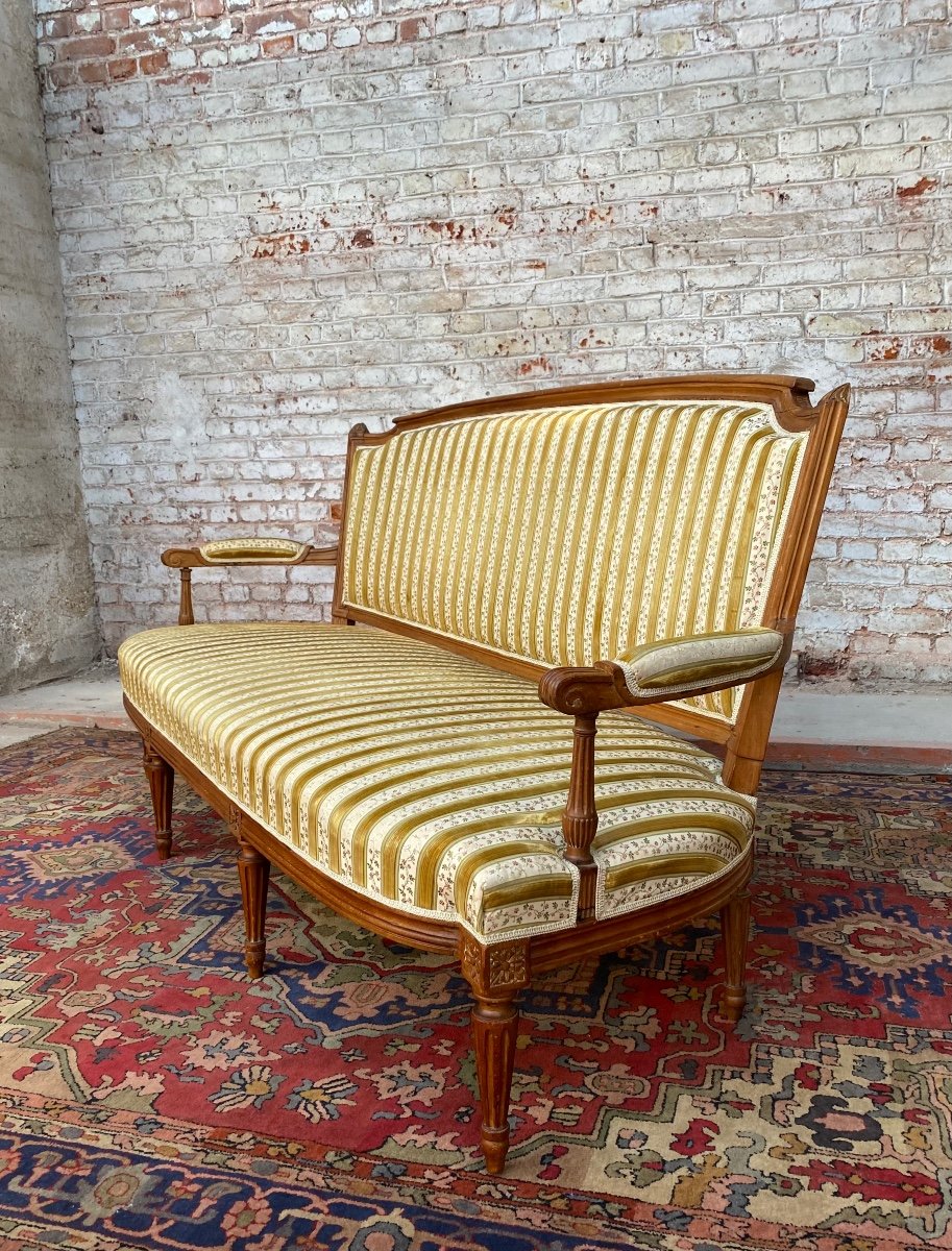 Canapé En Hêtre D’époque Louis XVI XVIII Eme Siècle -photo-4