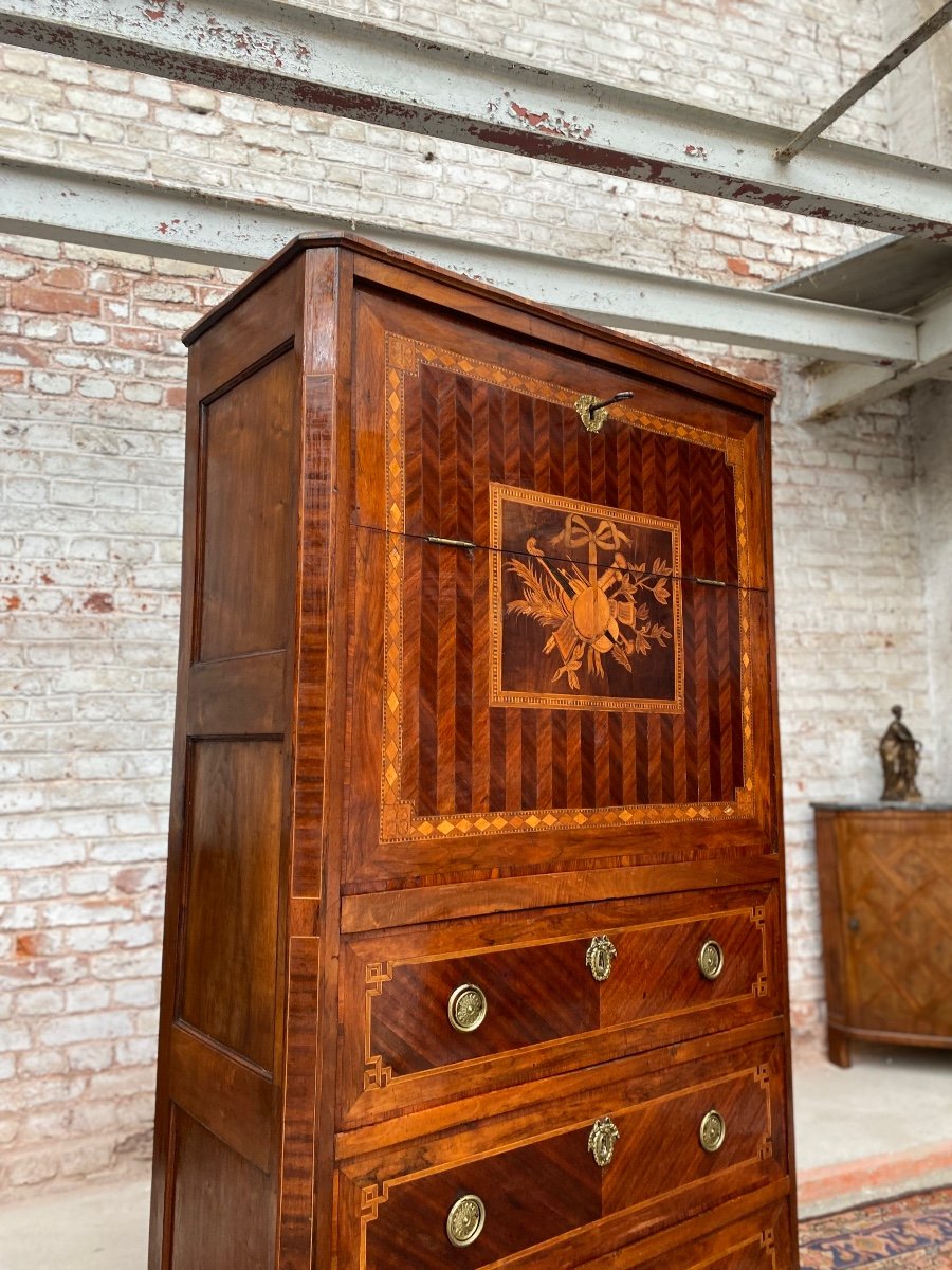 Large Secretary In Veneer And Walnut From Transition Period XVIII Eme Century-photo-4