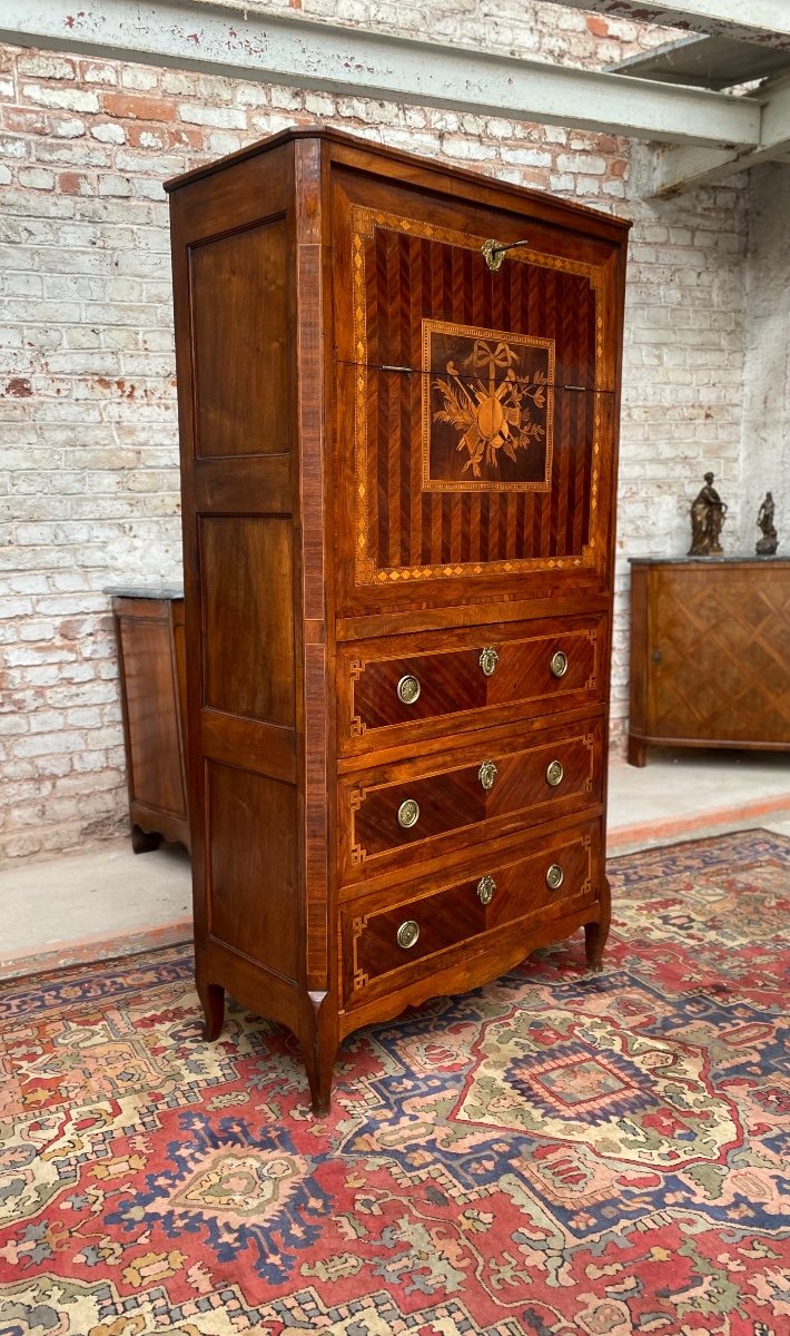Large Secretary In Veneer And Walnut From Transition Period XVIII Eme Century-photo-1