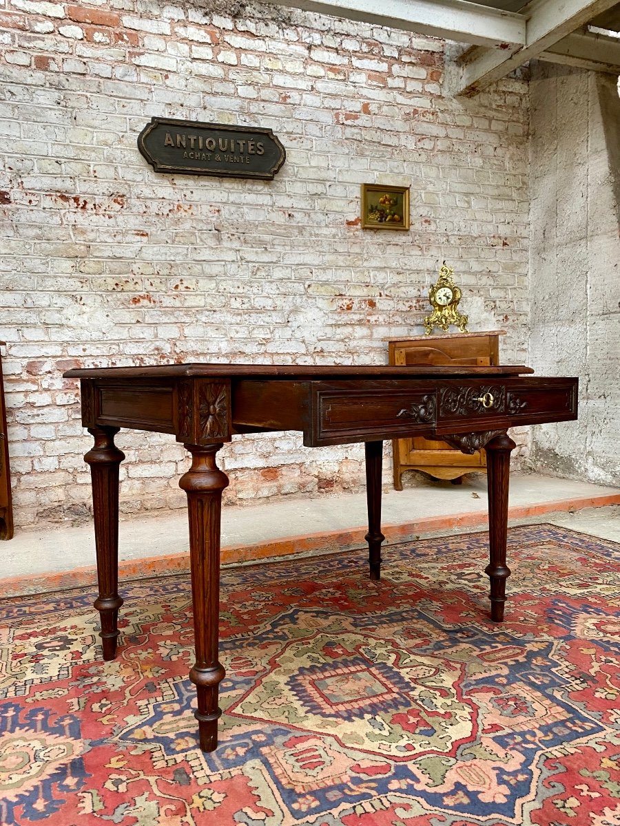 Double Sided Desk In Natural Wood Louis XVI Style-photo-1