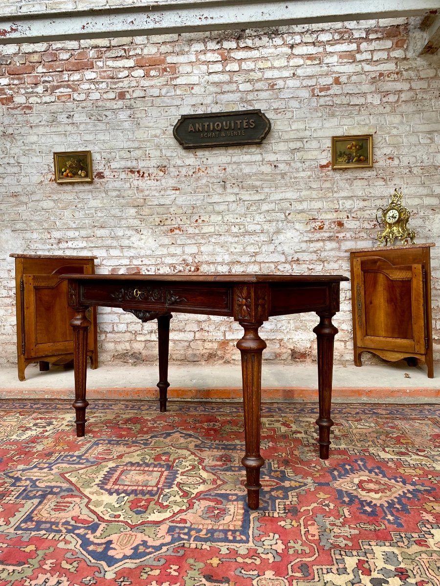 Double Sided Desk In Natural Wood Louis XVI Style-photo-2
