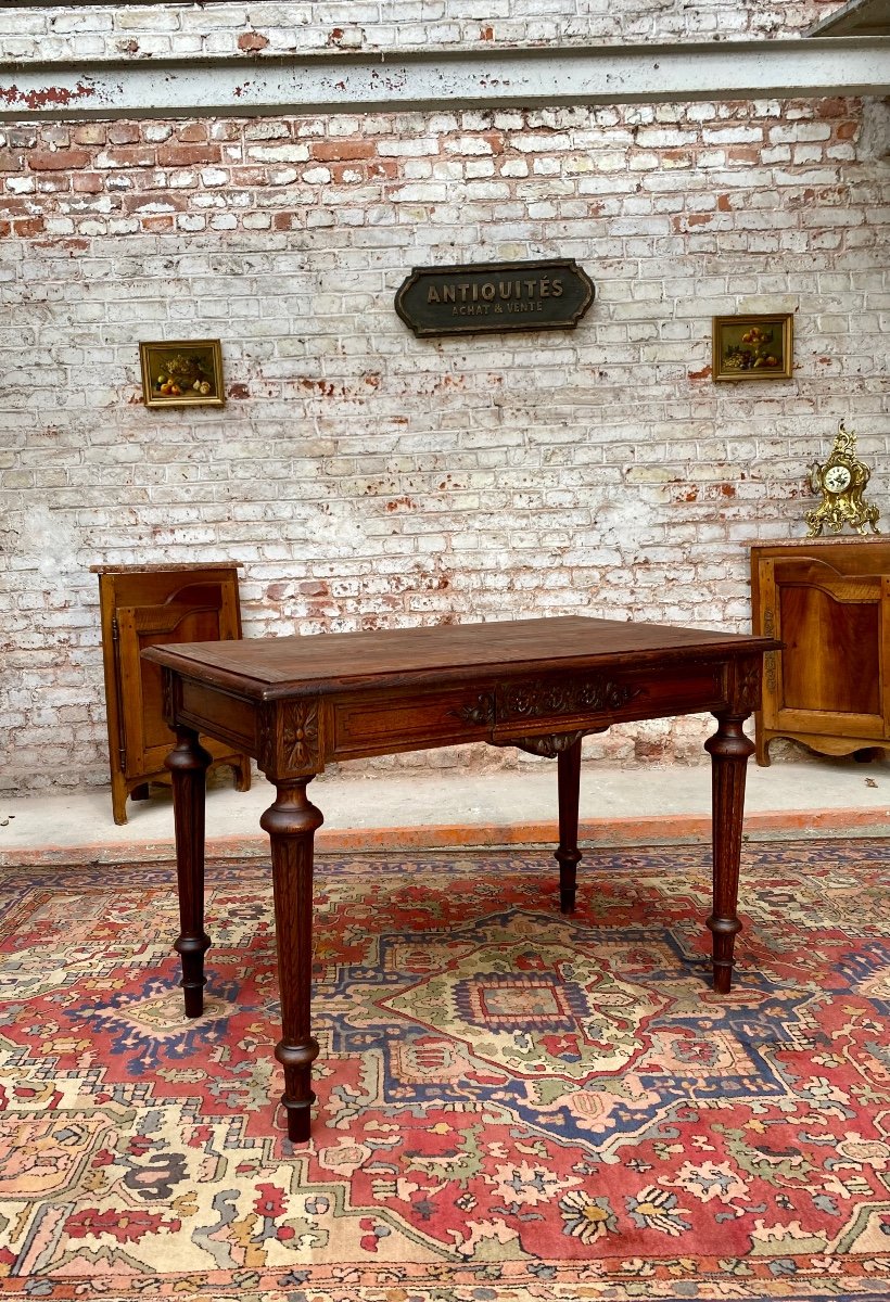 Double Sided Desk In Natural Wood Louis XVI Style-photo-4