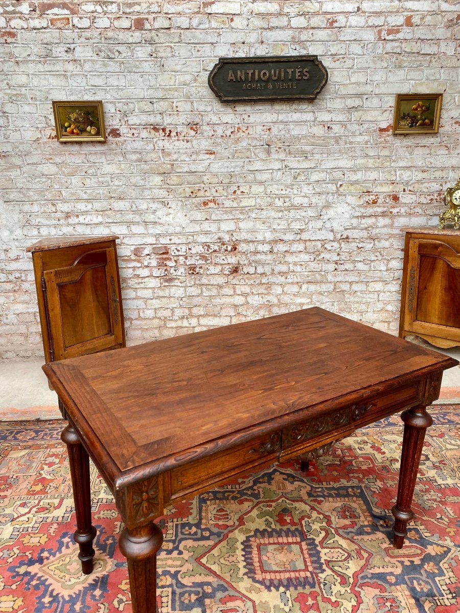 Double Sided Desk In Natural Wood Louis XVI Style-photo-5