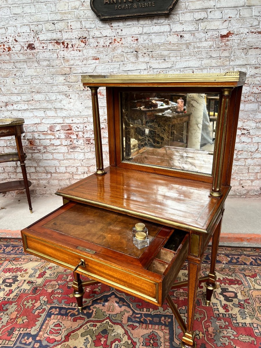 Topino Charles Bonheurs-du-jour With Ice Background In Mahogany From The Louis XVI Period Stamped-photo-3