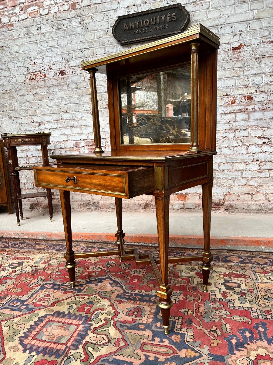Topino Charles Bonheurs-du-jour With Ice Background In Mahogany From The Louis XVI Period Stamped-photo-4