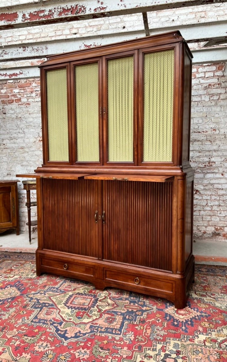 Large Louis XVI Style Mahogany Library Stamped From Maison Bettenfeld In Paris.-photo-3