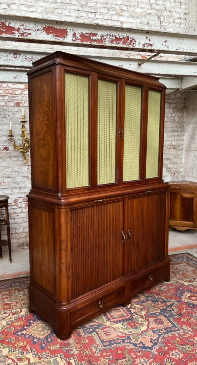 Large Louis XVI Style Mahogany Library Stamped From Maison Bettenfeld In Paris.-photo-4