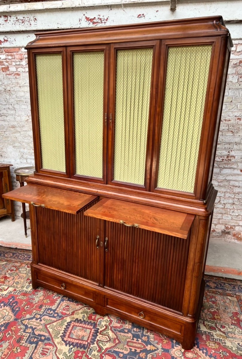 Large Louis XVI Style Mahogany Library Stamped From Maison Bettenfeld In Paris.-photo-1