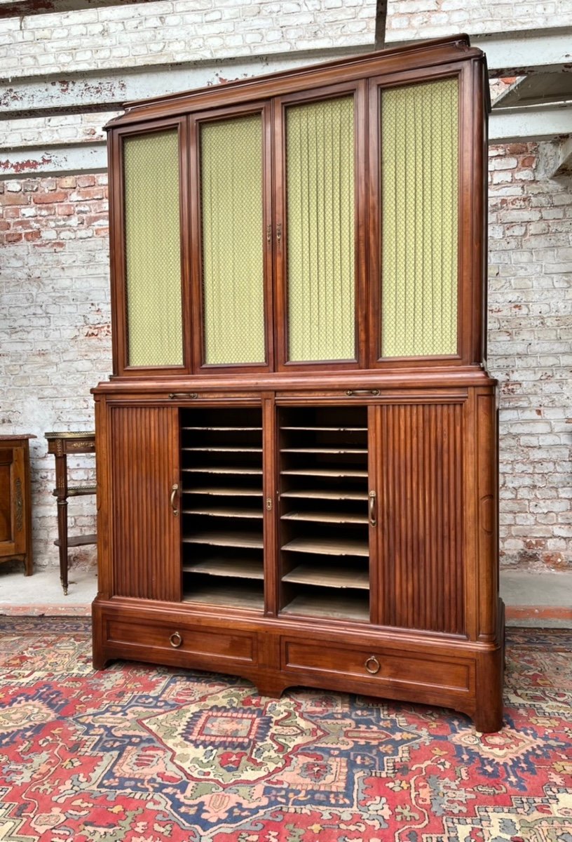 Large Louis XVI Style Mahogany Library Stamped From Maison Bettenfeld In Paris.-photo-2