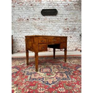 Bureau Forming Dressing Table In Louis XVI Marquetry XVIII Eme Century