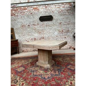 Extendable Limed Wood Art Deco Table.