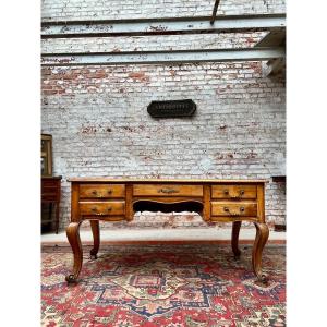 Flat Desk In Natural Wood Louis XV Style