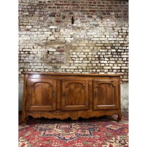 Sideboard In Walnut Three Doors Louis XV Period XIII Eme Century